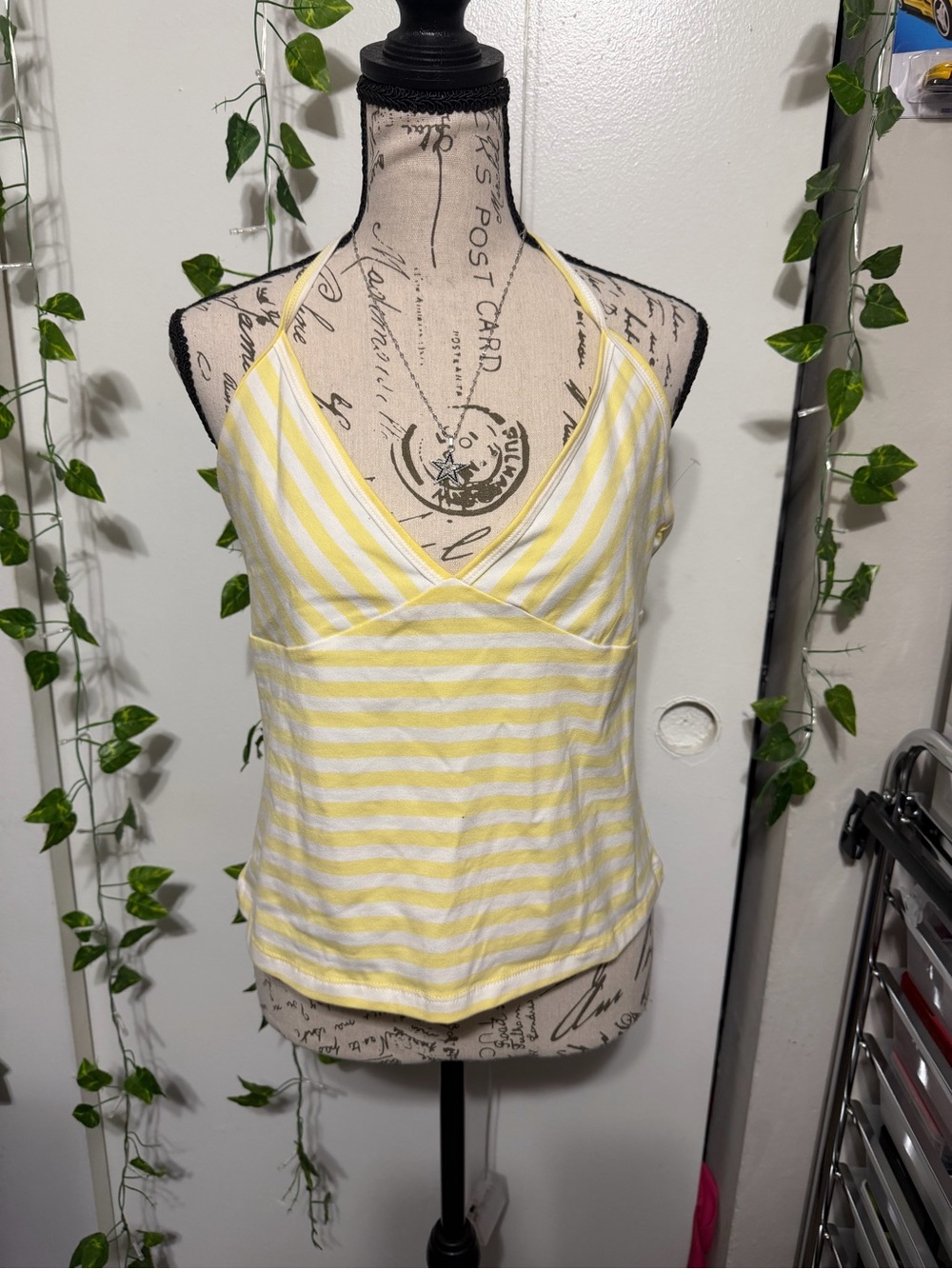 wild fable Yellow and White Striped Halter Crop Top
